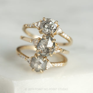 1.17 Carat Salt and Pepper Diamond Engagement Ring, Eliza Setting, 14K Yellow Gold