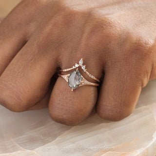 1.34 Carat Salt and Pepper Geometric Marquise Diamond Engagement Ring, Aela Setting, 14K Rose Gold