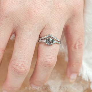 1.25 Carat Salt and Pepper Hexagon Diamond Engagement Ring, Eliza Setting, Platinum