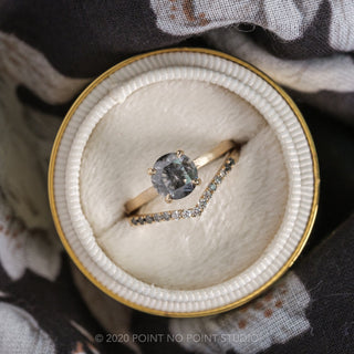 1.51 Carat Salt and Pepper Diamond Engagement Ring, Jane Setting, 14K Yellow Gold