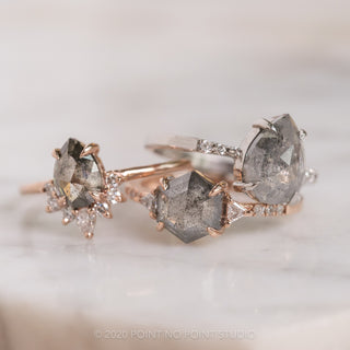 1.13 Carat Salt and Pepper Pear Diamond Engagement Ring, Ava Setting, 14k Rose Gold