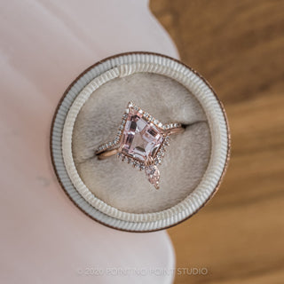 2.34 Carat Kite Morganite and Diamond Engagement Ring, Ava Setting, 14K Rose Gold