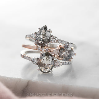 1.43 Carat Salt and Pepper Oval Diamond Engagement Ring, Eliza Setting, Platinum