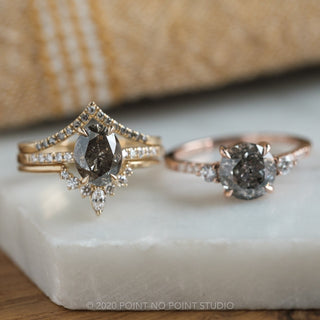 1.92 Carat Salt and Pepper Oval Diamond Engagement Ring, Jules Setting, 14K Yellow Gold