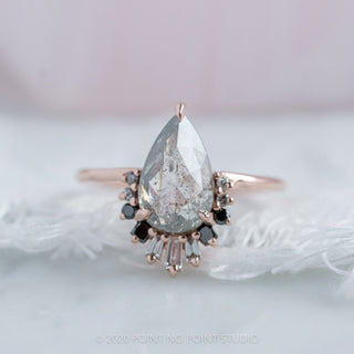 2.93 Carat Salt and Pepper Pear Diamond Engagement Ring, Ombre Wren Setting, 14K Rose Gold