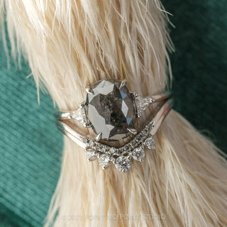 1.92 Carat Black Speckled Oval Diamond Engagement Ring, Zoe Setting, 14K White Gold