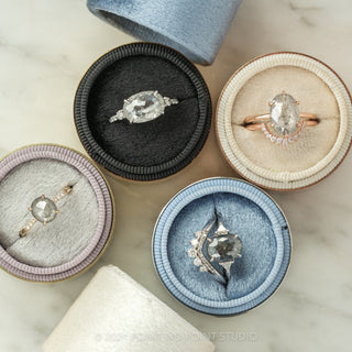 2.80 Carat Black Speckled Oval Diamond Engagement Ring, Zoe Setting, Platinum