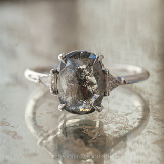 1.92tcw Black Speckled Oval Diamond Engagement Ring, Zoe Setting, Platinum