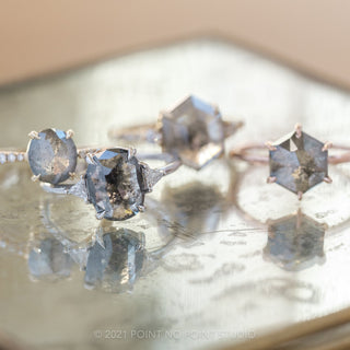 2.80 Carat Black Speckled Oval Diamond Engagement Ring, Zoe Setting, 14K White Gold