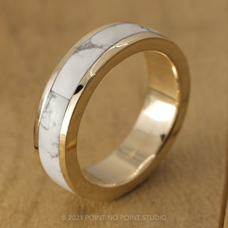 14k Yellow Gold Howlite Inlay Ring