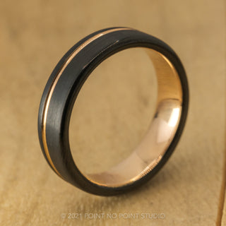 6mm Men's Tungsten Ring with 18K Rose Gold Plating