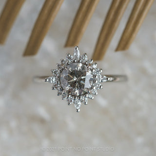 1.66 Carat Salt and Pepper Diamond Engagement Ring, Cosette Setting, Platinum