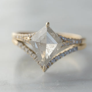 2.96 Carat Icy White Kite Diamond Engagement Ring, River Setting, 14K Yellow Gold