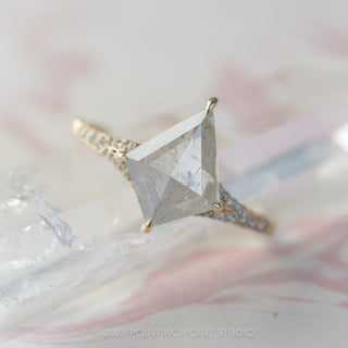 2.96 Carat Icy White Kite Diamond Engagement Ring, River Setting, 14K Yellow Gold