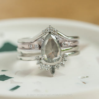 1.25 Carat Grey Pear Diamond Engagement Ring, Jane Setting, 14K White Gold