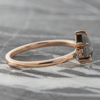 .86 Carat Salt and Pepper Kite Diamond Engagement Ring, Ombre Jules Setting, 14K Rose Gold
