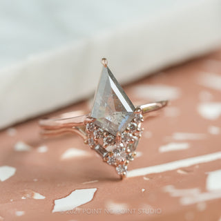 1.20 Carat Salt and Pepper Kite Diamond Engagement Ring, Ava Setting, 14K Rose Gold
