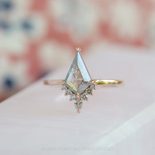 1.20 Carat Salt and Pepper Kite Diamond Engagement Ring, Ava Setting, 14K Rose Gold
