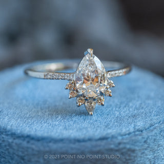 1.16ct White Pear Diamond Engagement Ring, Avaline Setting, 14K White Gold