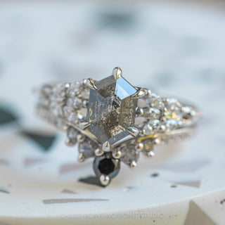 1.49ct Salt & Pepper Hexagon Diamond Engagement Ring, Winnie Setting, Platinum
