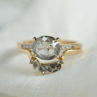1.11 Carat Salt and Pepper Oval Diamond Engagement Ring, Jules Setting, 14K Yellow Gold