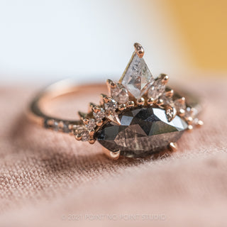 1.89 Carat Black Speckled Marquise Diamond Engagement Ring, Ombre Avaline Setting, 14K Rose Gold