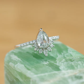 1.44 Carat Salt and Pepper Pear Diamond Engagement Ring, Avaline Setting, 14k White Gold