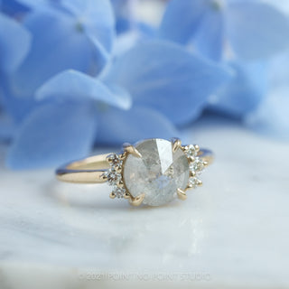 1.98 Carat Salt and Pepper Round Diamond Engagement Ring, Charlotte Setting, 14K Yellow Gold