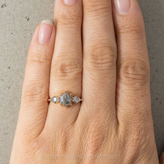 2.85 Carat Salt and Pepper Hexagon Diamond Engagement Ring, Zoe Setting, 14K Rose Gold
