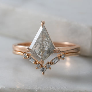 1.72 Carat Salt and Pepper Kite Diamond Engagement Ring, Jane Setting, 14K Rose Gold