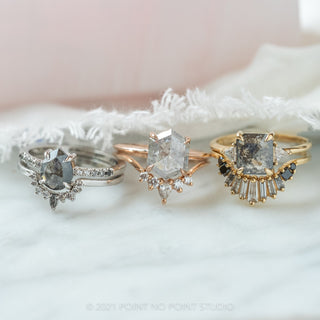 1.52 Carat Salt and Pepper Asscher Shaped Diamond Engagement Ring, Zoe Setting, 14K Yellow Gold