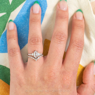 2.08 Carat Icy White Hexagon Diamond Engagement Ring, Eliza Setting, 14k White Gold