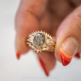Salt & Pepper Oval Diamond Ring 