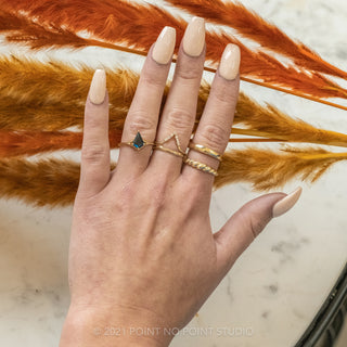 1.03ct Teal Kite Sapphire Engagement Ring, Split Shank Jane Setting, 14K Yellow Gold