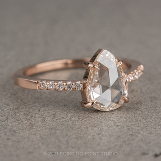 1.32 Carat Clear Pear Diamond Engagement Ring, Jules Setting, 14K Rose Gold
