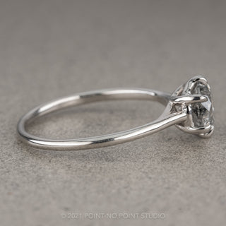 .94 Carat Salt and Pepper Round Diamond Engagement Ring, Madeline Setting, 14K White Gold