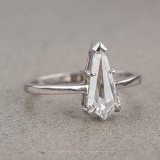 1.04 Carat Clear Geometric Diamond Engagement Ring, Jane Setting, 14K White Gold
