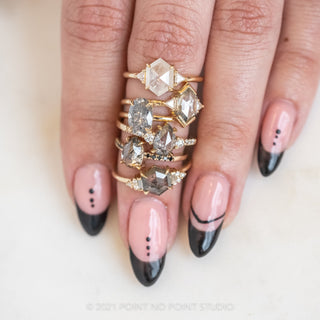 1 Carat Salt and Pepper Pear Diamond Engagement Ring, Eliza Setting, 14K Yellow Gold