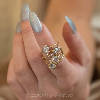 1.38 Carat Salt and Pepper Hexagon Diamond Engagement Ring, Eliza Setting, 14K Yellow Gold