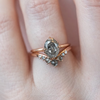 Grey and White Diamond Contour Wedding Ring, Catherine Setting, 14k Rose Gold
