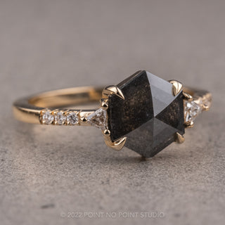 black hexagon diamond engagement ring