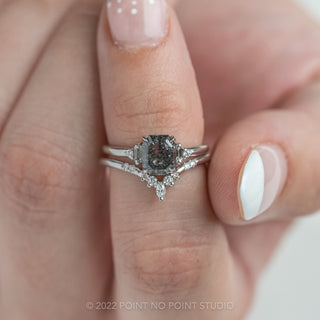 salt and pepper emerald diamond engagement ring