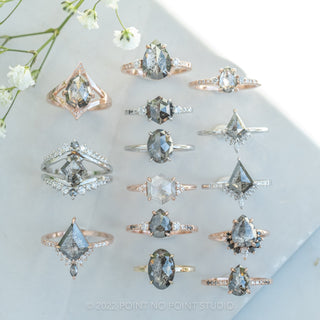 3.56 Carat Salt and Pepper Pear Diamond Engagement Ring, Eliza Setting, 14K Rose Gold