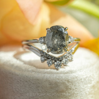 2.45 Carat Black Speckled Oval Diamond Engagement Ring, Zoe Setting, Platinum