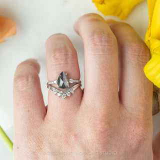 1.43 Carat Salt and Pepper Pear Diamond Engagement Ring, Eliza Setting, 14K White Gold