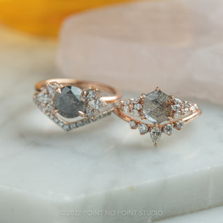 2.15 Carat Salt and Pepper Round Diamond Engagement Ring, Monarch Setting, 14k Rose Gold