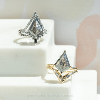 2.09 Carat Salt and Pepper Kite Diamond Engagement Ring, Avaline Setting, Platinum