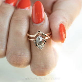 1.57 Carat Salt and Pepper Pear Diamond Engagement Ring, Ombre Wren Setting, 14K Rose Gold