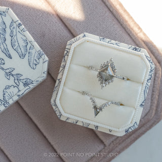 1.96 Carat Salt and Pepper Lozenge Diamond Engagement Ring, Alexandria Setting, Platinum