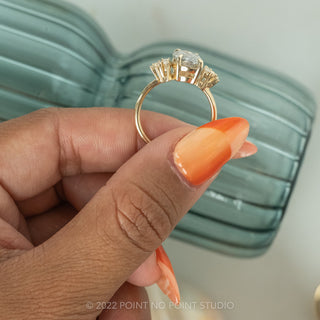 2.23 Carat Salt and Pepper Oval Diamond Engagement Ring, Aspen Setting, 14K Yellow Gold